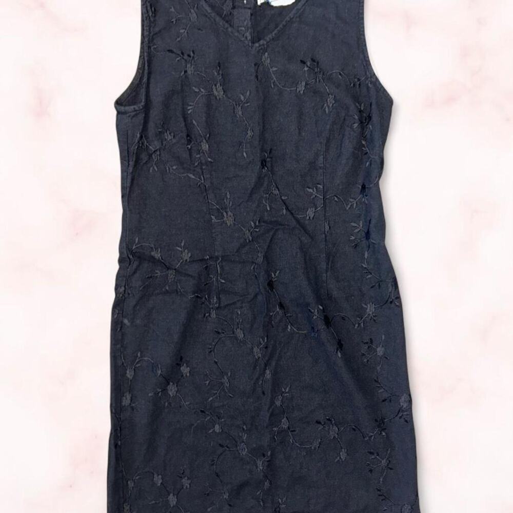 Black floral embroidered vintage mini